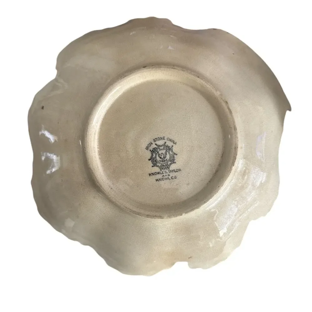 Vintage Knowles Taylor and Knowles Ironstone Leaf Shaped Bowl